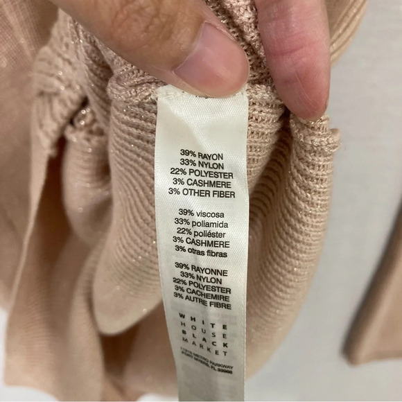 New White House Black Market Tan/Beige Cold Shoulder Soft Stretch Sweater XLP - Picture 7 of 9